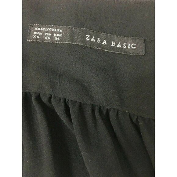 Zara Womens Solid Black Long Sleeve V Neck Mini Dress Xs - Picture 5 of 6